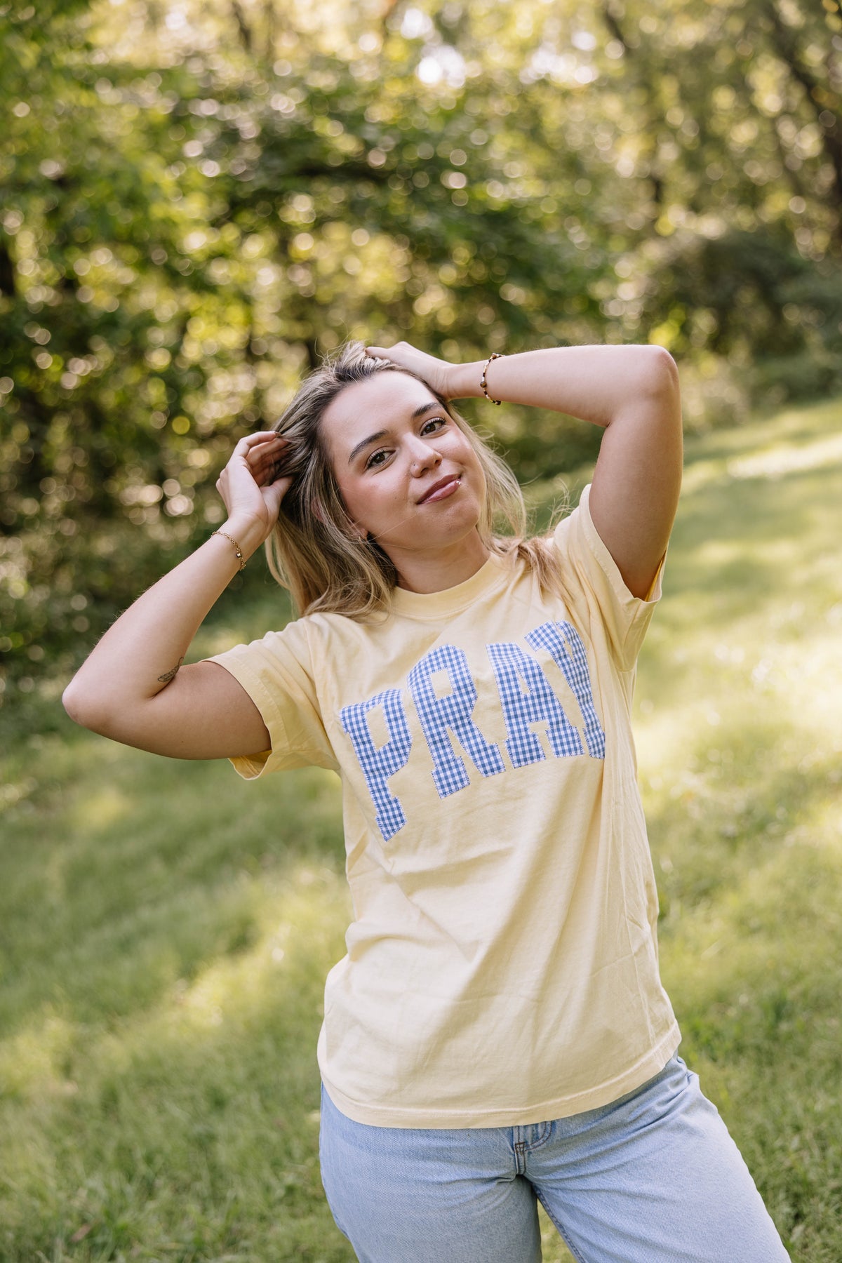 Gingham Pray Tee