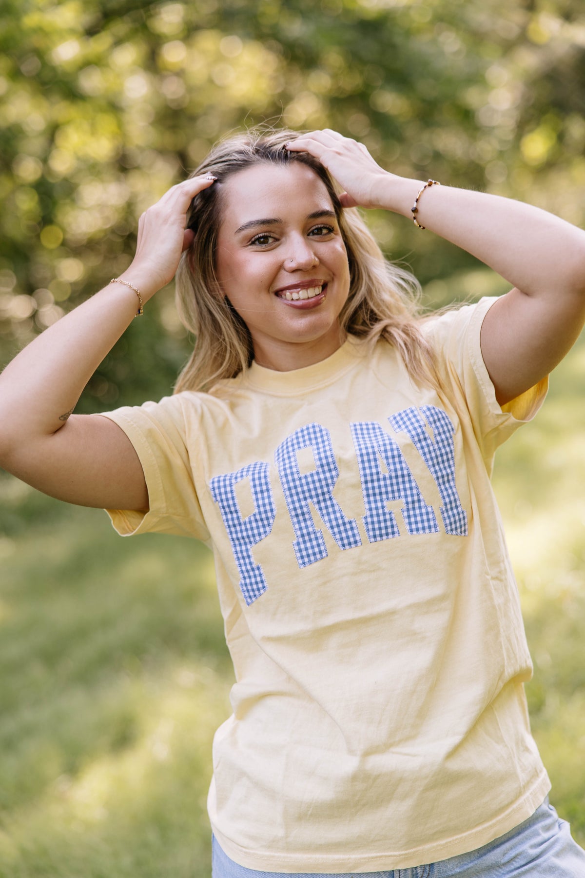 Gingham Pray Tee