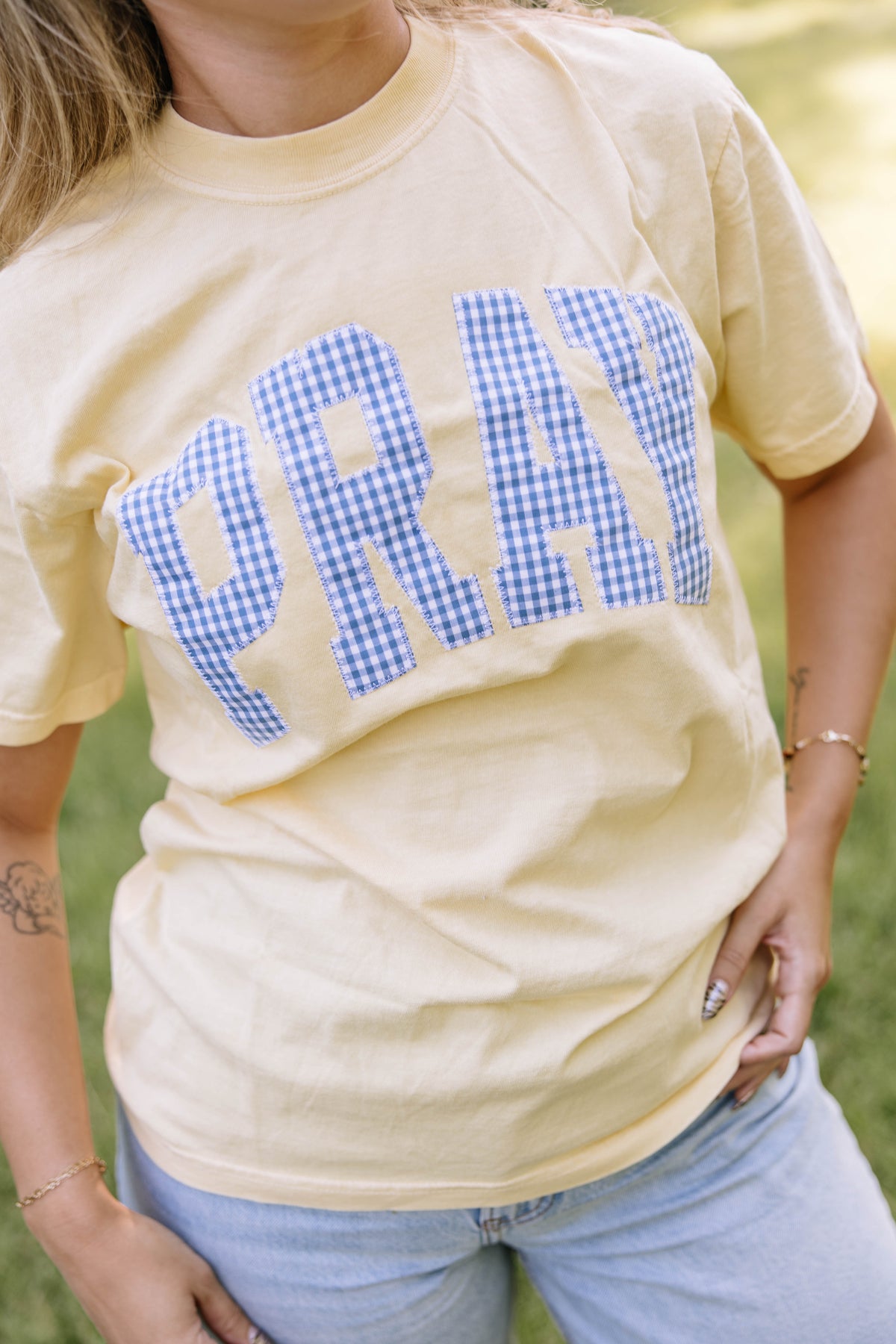 Gingham Pray Tee