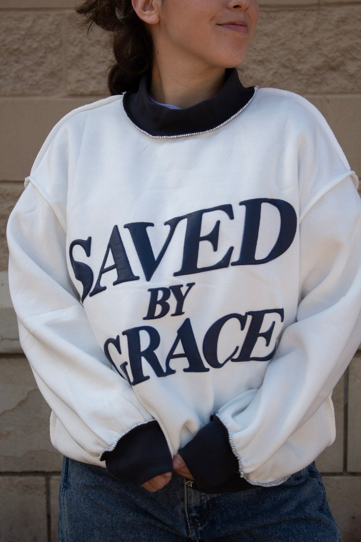 Saved By Grace Mock Neck