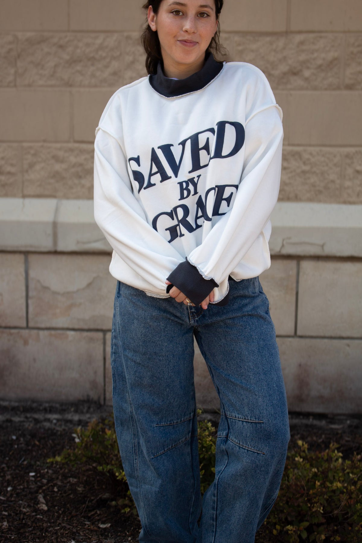 Saved By Grace Mock Neck
