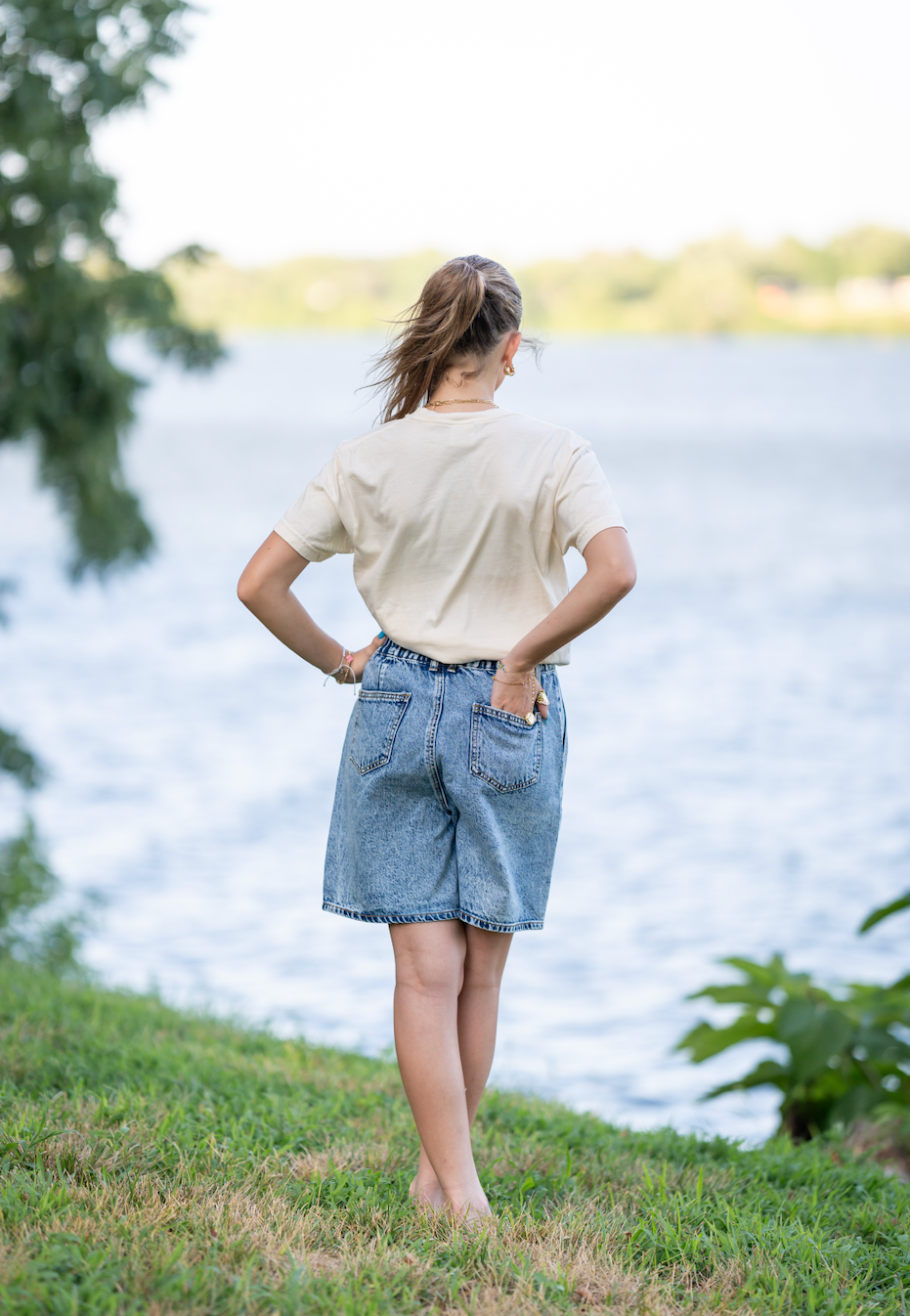 High-Rise Denim Shorts