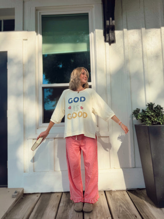God is Good Patchwork Top