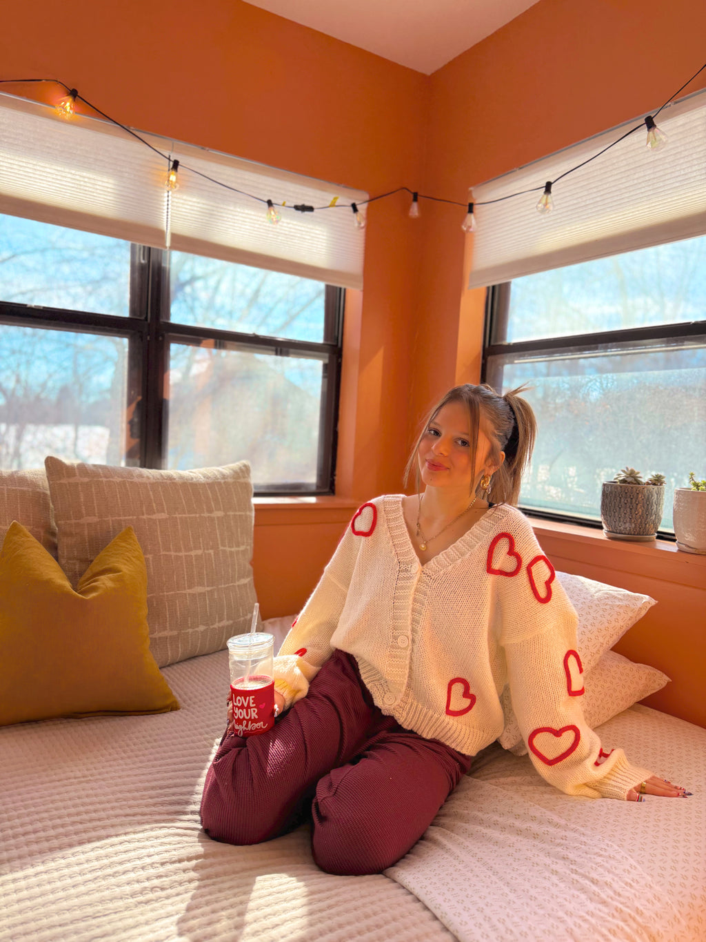 Heart Embroidered Cardigan