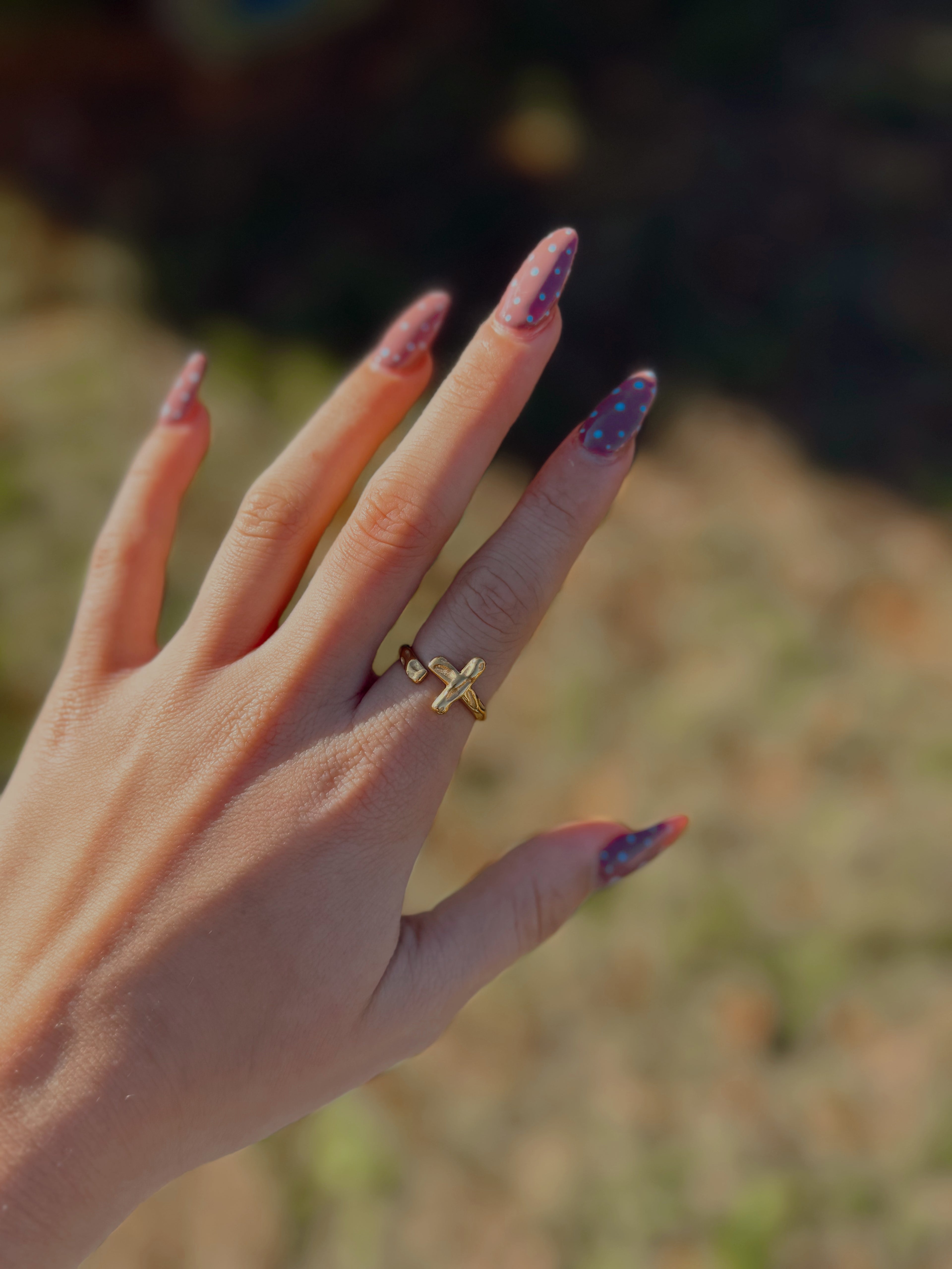 Textured Wrapped Cross Ring
