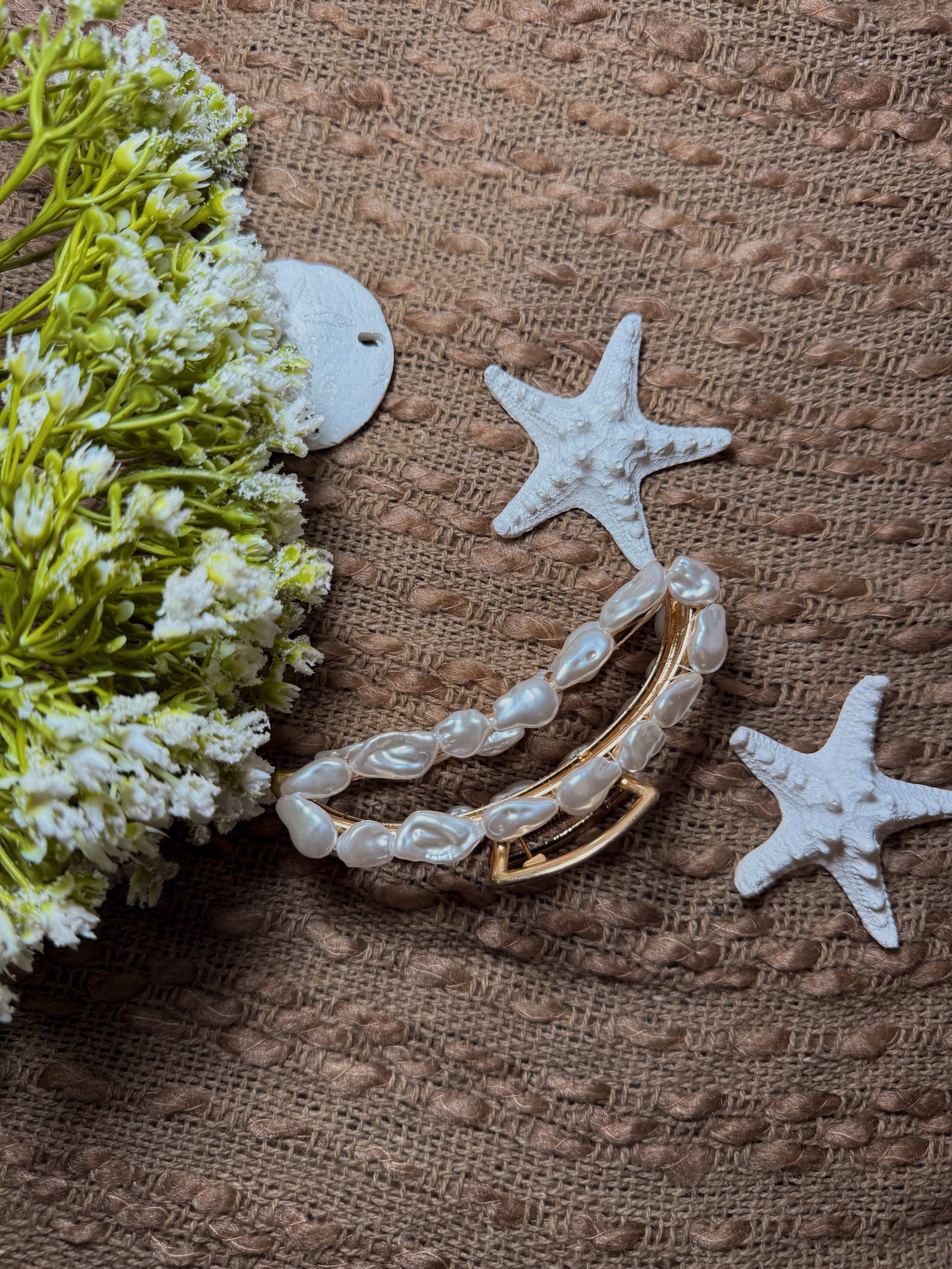 Seashell Pearl Hair Clip