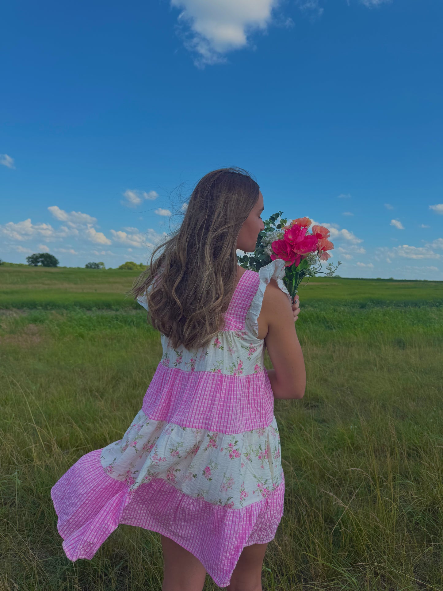 Dawn Pink Floral Tiered Dress